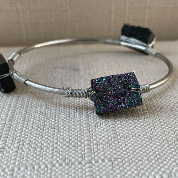 Fashion Bracelet Silver Tone Women Wrist Band Stone Bracelet - Picture 1 of 8